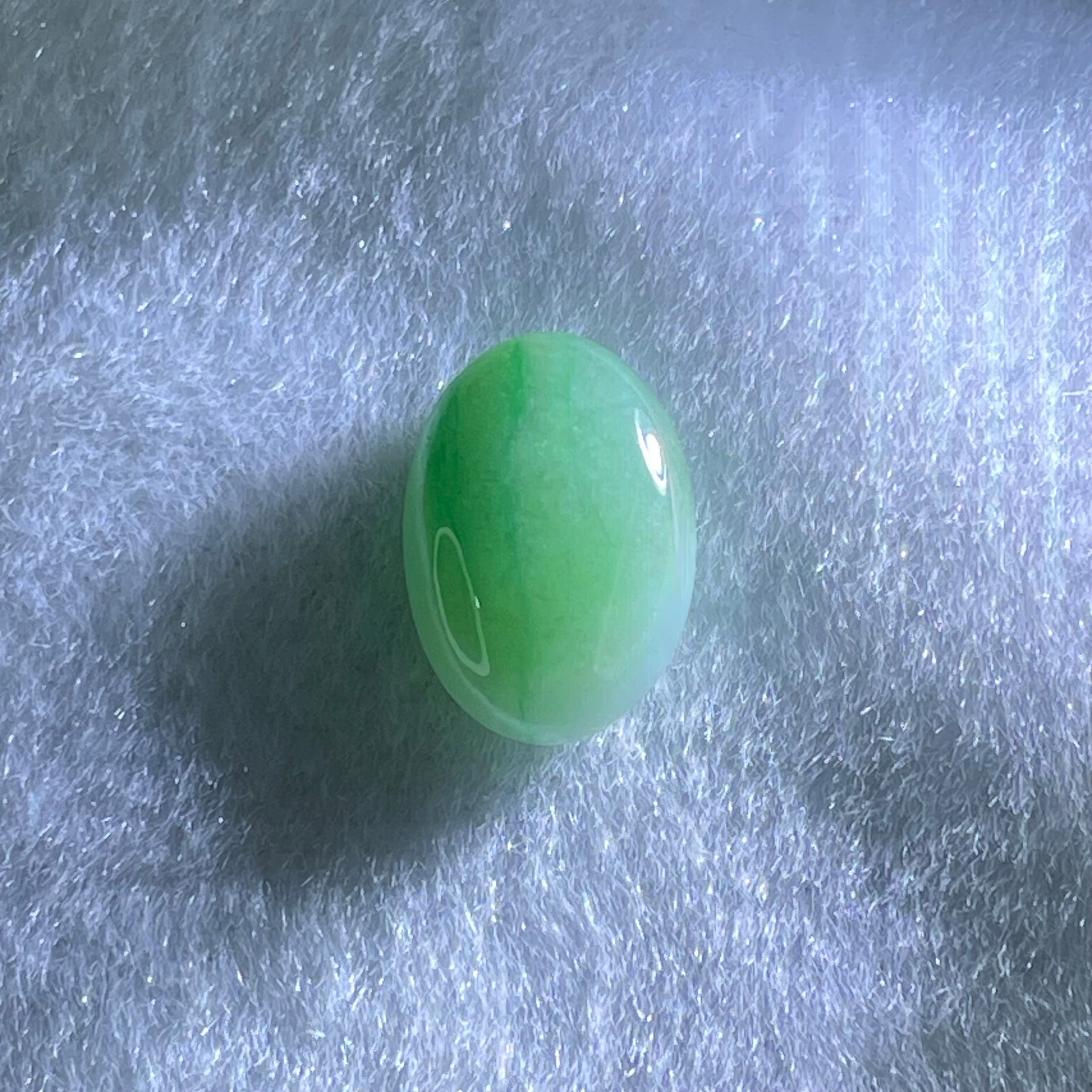 Type A Blueish Green to Faint Green Jadeite Oval Cabouchon Stone For Setting 2.01g 16.1 by 11.4 by 5.8mm - Huangs Jadeite and Jewelry Pte Ltd