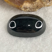 Type A Translucent Black Omphacite Jadeite Round Cabouchon Stone For Setting 3.08g 18.8 by 12.1 by 6.3mm - Huangs Jadeite and Jewelry Pte Ltd