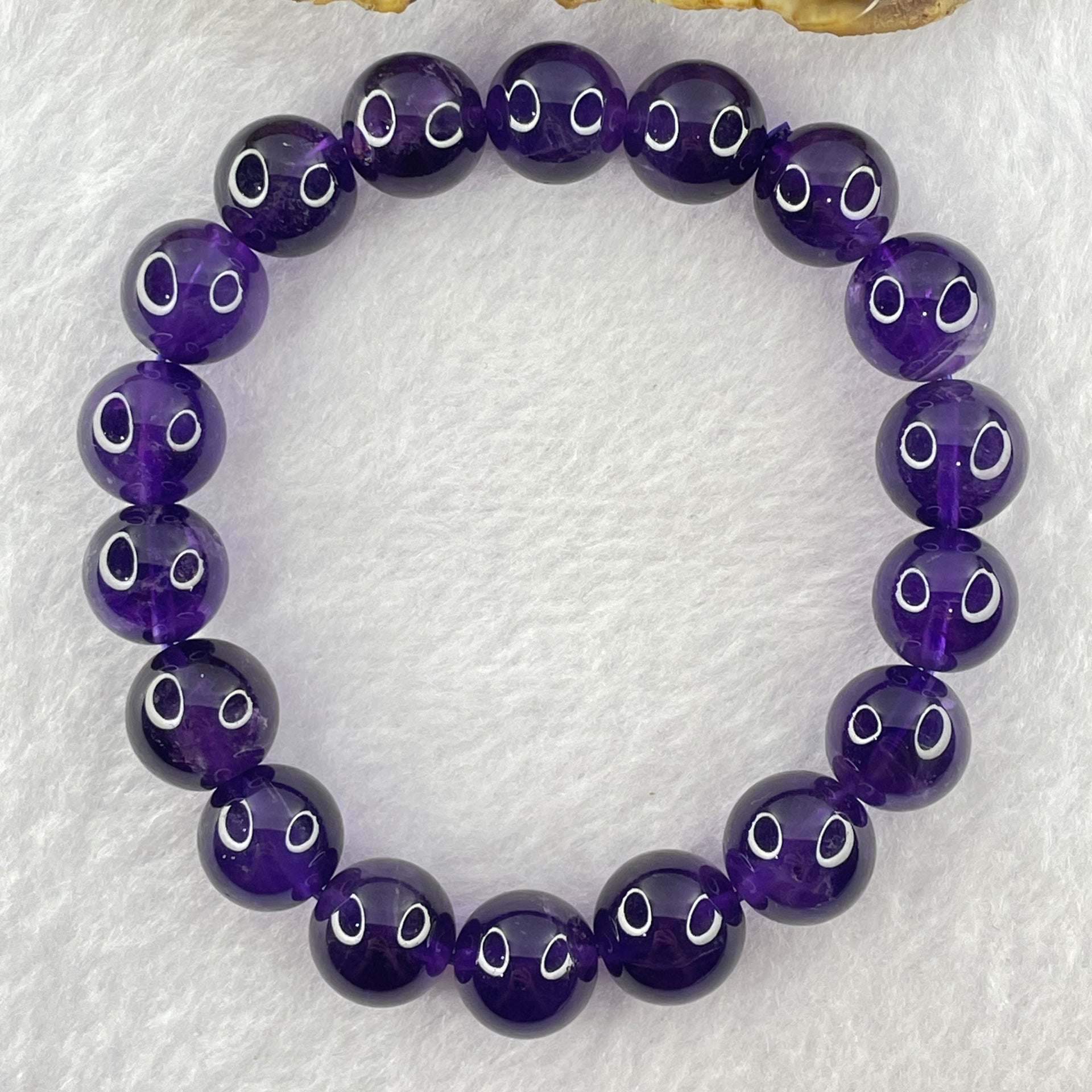 Good Grade Natural Amethyst Bracelet 39.64g 18cm 12.1mm 18 Beads - Huangs Jadeite and Jewelry Pte Ltd