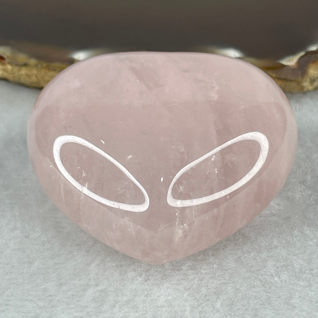Average Grade Natural Rose Quartz Heart Shape Display 100.22g 48.8 by 50.9 by 28.0mm