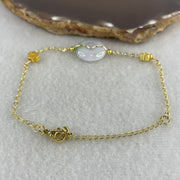 Natural Type A Lavender & Green Jadeite Ping An Kou Gold Accent Bracelet | Peace Disc Adjustable Bracelet (6.55g | 13–21cm | 17.2 x 5.5mm) - Huangs Jadeite and Jewelry Pte Ltd