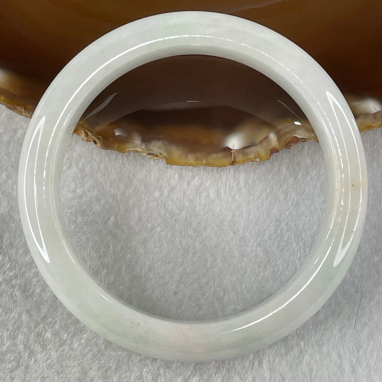 Type A Faint Green Jadeite Bangle 58.82g Internal Diameter 59.8mm 11.9 by 8.9mm (External and Internal Lines) - Huangs Jadeite and Jewelry Pte Ltd