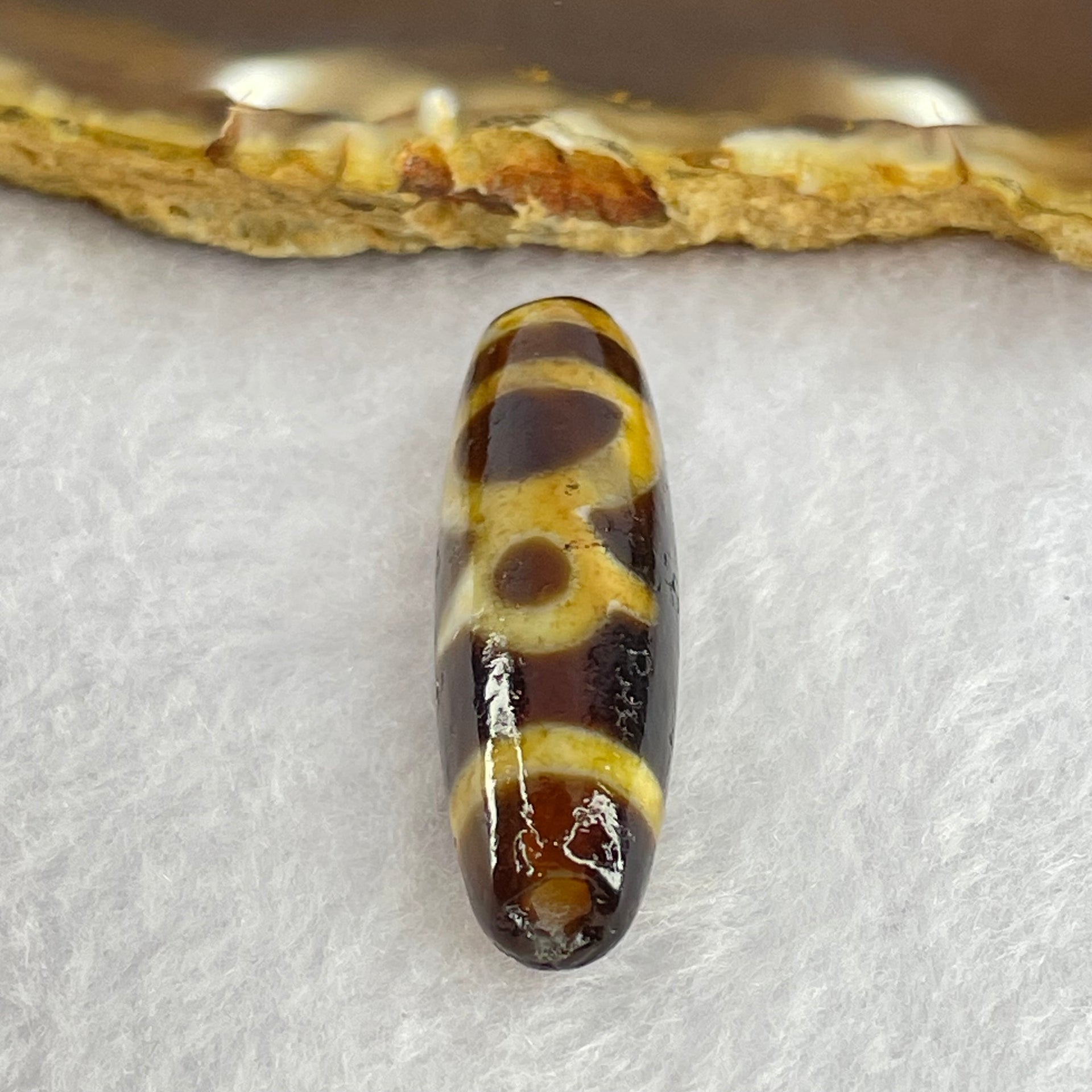 Natural Powerful Tibetan Old Oily Dark and Light Grown Agate Cai Shen Dzi Bead Heavenly Master (Tian Zhu) 6.49g 38.6 by 11.1mm - Huangs Jadeite and Jewelry Pte Ltd