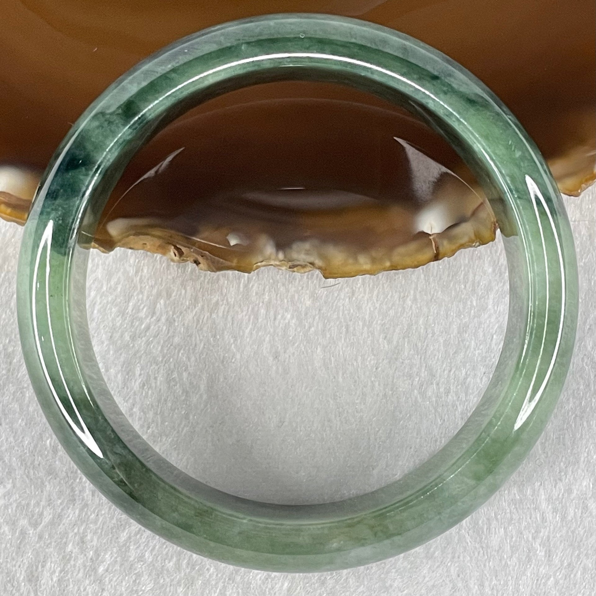 Type A Old Mine Blueish Green and Lavender Patches Jadeite Bangle 66.40g Internal Diameter 56.0mm 16.4 by 7.8mm (Very Slight Internal Lines) - Huangs Jadeite and Jewelry Pte Ltd