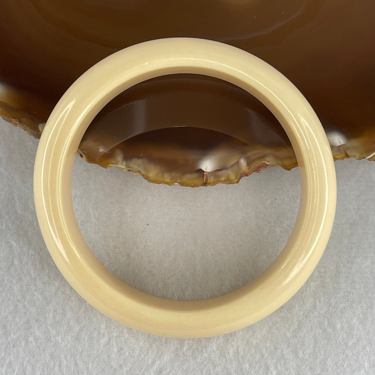 Ivory Fruit Seed Bangle | Hand-Carved Eco-Friendly Tagua Nut Vegetable Ivory Broad Bangle (34.08g | Inner Diameter 56.1mm | 16.6 x 8.0mm)