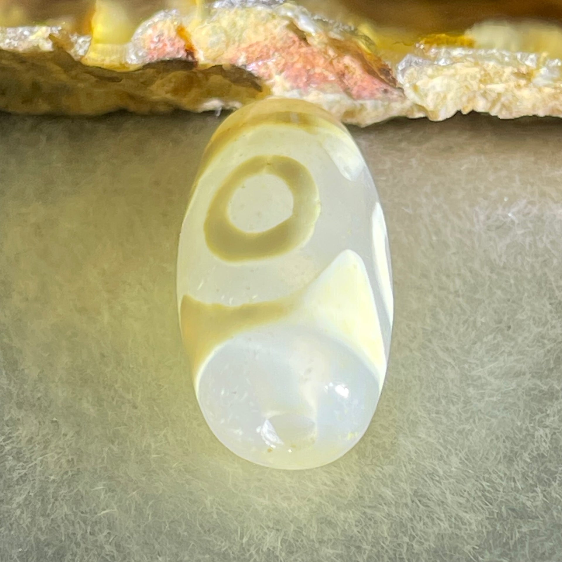 Natural Powerful Tibetan Old Oily Agate 3 Eyes Dzi Bead Heavenly Master (Tian Zhu) 三眼天诛 3.25g 20.0 by 10.6mm - Huangs Jadeite and Jewelry Pte Ltd
