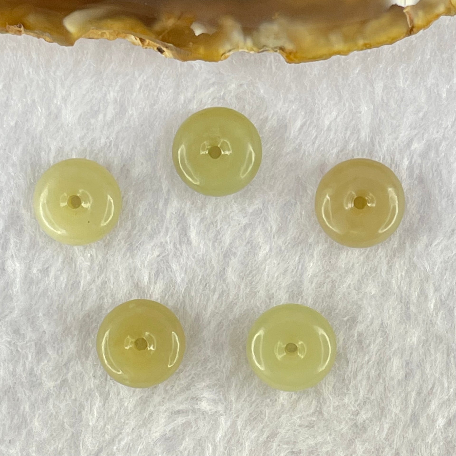 Natural Nephrite Ping An Kou Donut Set of 5 Total Weight 7.04g 11.9 by 5.2mm - Huangs Jadeite and Jewelry Pte Ltd