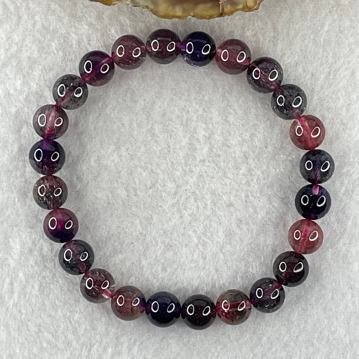 Very Very Good Grade Certified Natural Blackcurrant Super 7 Beads Bracelet | (17.56g | 16cm | 8.2mm x 24 Beads | "Seven Sacred Minerals" Intuition & Abundance Anchor, Feng Shui High-Vibration Power Bracelet) - Huangs Jadeite and Jewelry Pte Ltd