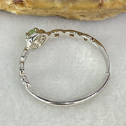 Type A Semi Icy Green Cabochon Jadeite in S925 Sliver Ring (Adjustable Size) 0.90g 3.0 by 1.5mm - Huangs Jadeite and Jewelry Pte Ltd
