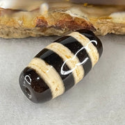 Natural Powerful Tibetan Old Oily Agate 3-Lines Dzi Bead Heavenly Master (Tian Zhu) 三行天诛 3.09g 19.9 by 10.1mm - Huangs Jadeite and Jewelry Pte Ltd