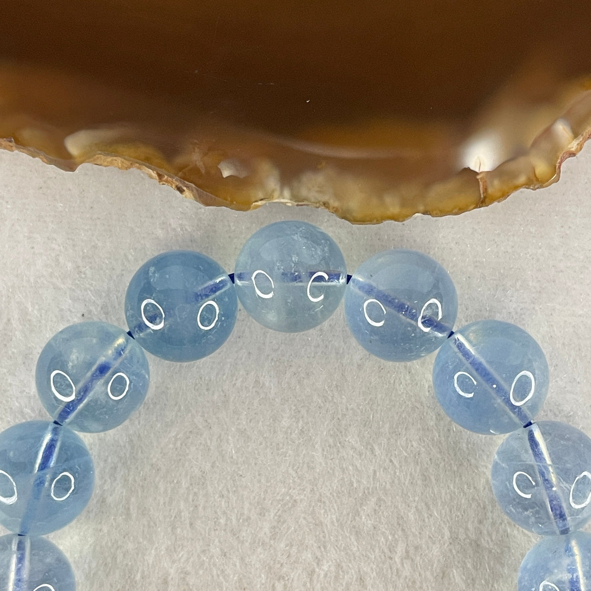 Certified Above Average Natural Aquamarine Beads Bracelet | 16.5cm with 17 Beads 12.3mm (42.63g | Ocean Blue Translucency | Throat & Third Eye Chakra Harmony, Tranquil Communication & Serene Wealth Shield)
