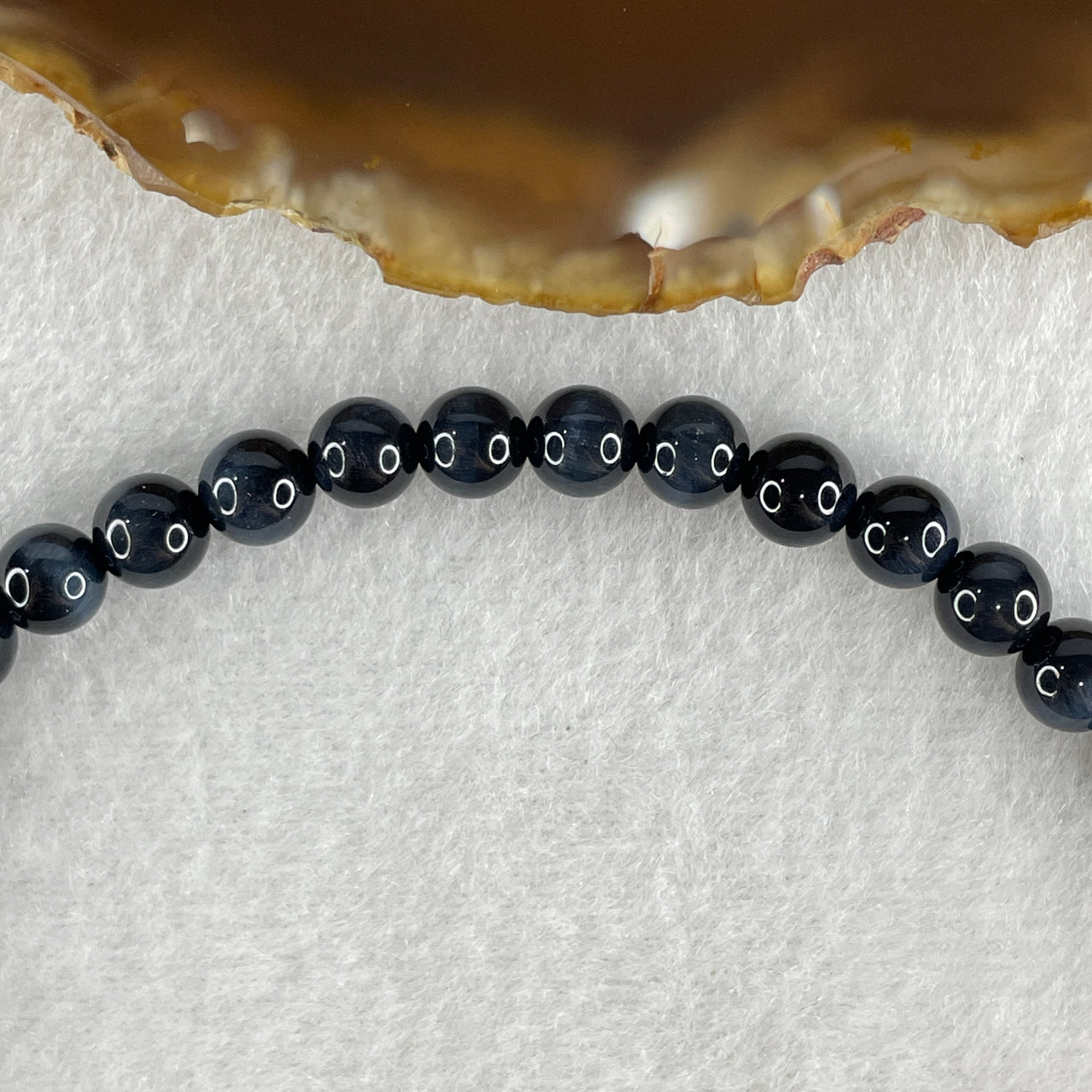 Certified Good Grade Natural Blue Tiger's Eye Quartz Beads Necklace or Bracelet 19.39g 26cm 6.8mm 47 Beads