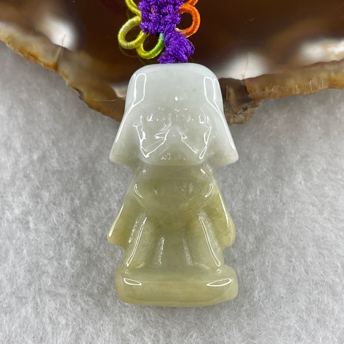 Natural Type A Brownish & Light Green Jadeite Darth Vader Charm | Imperial Galactic Sovereign & Protection (9.58g | 30.3 x 16.5 x 11.1mm) - Huangs Jadeite and Jewelry Pte Ltd