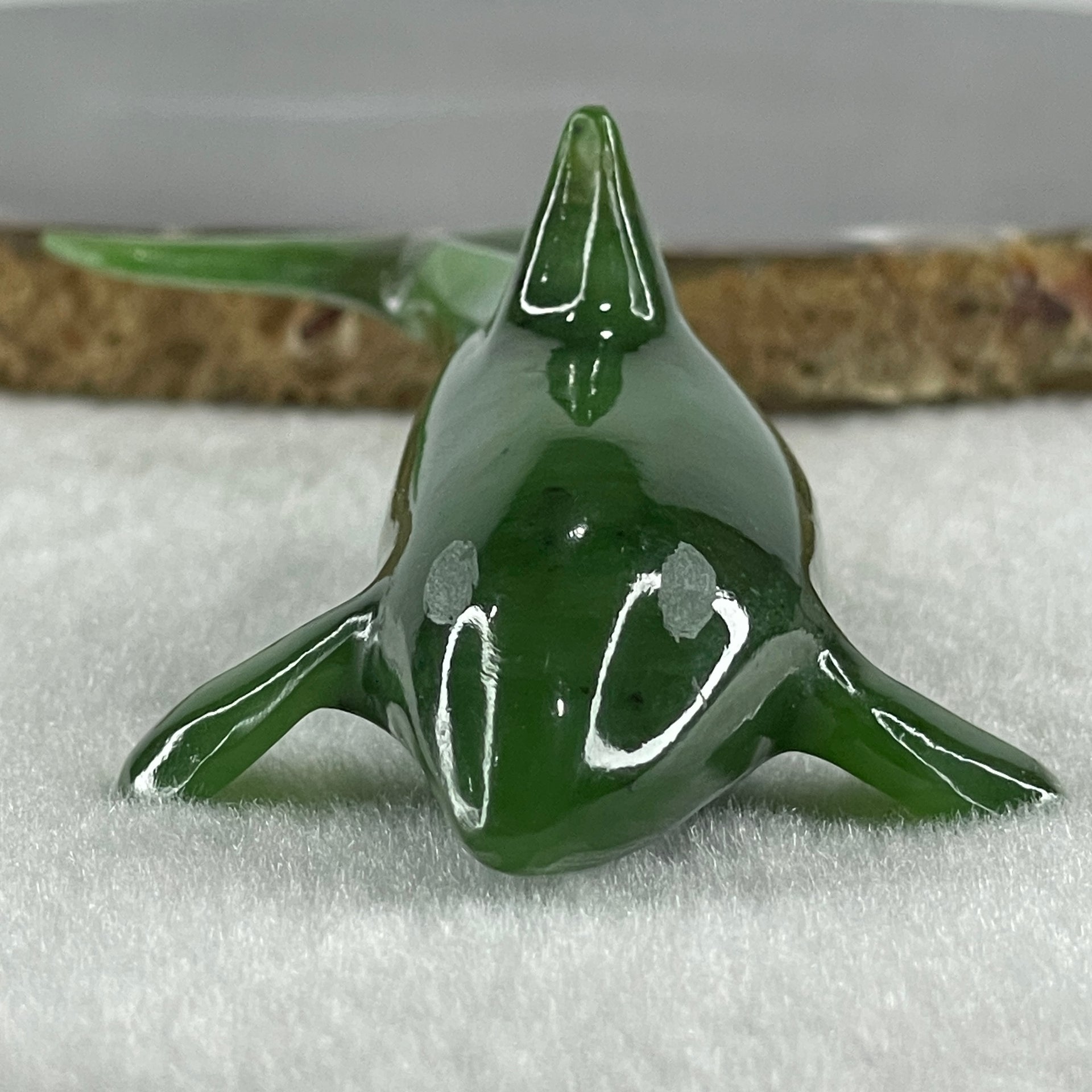 Natural Dark Green Serpentine Killer Whale Display 53.7g 106.0 by 43.0 by 34.0mm - Huangs Jadeite and Jewelry Pte Ltd