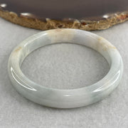 Natural Type A Light Lavender with Green and Brownish Piao Hua Jadeite Flat Ding Dang Bangle 39.14g Inner Diameter 54.5mm 10.2 by 7.2mm (Slight External Rough) - Huangs Jadeite and Jewelry Pte Ltd