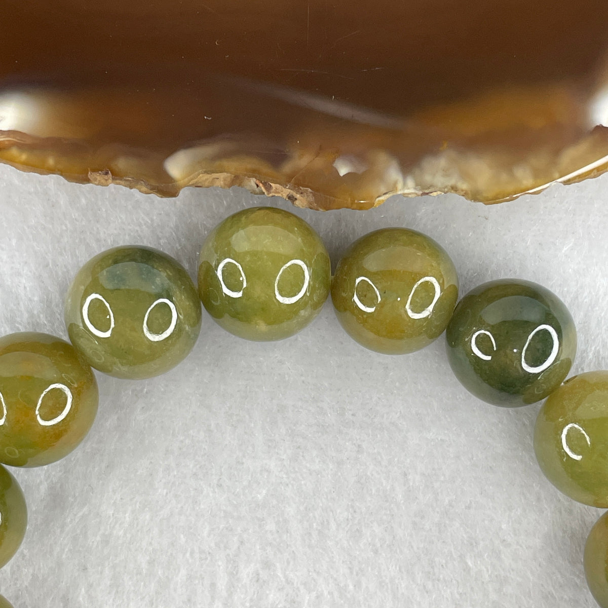Natural Type A Yellowish Green Jadeite Beads Bracelet | 16.5cm Strand of 16 Beads 13.5mm (63.34g | Heart & Solar Plexus Chakra Harmony, Abundance & Vitality Shield)