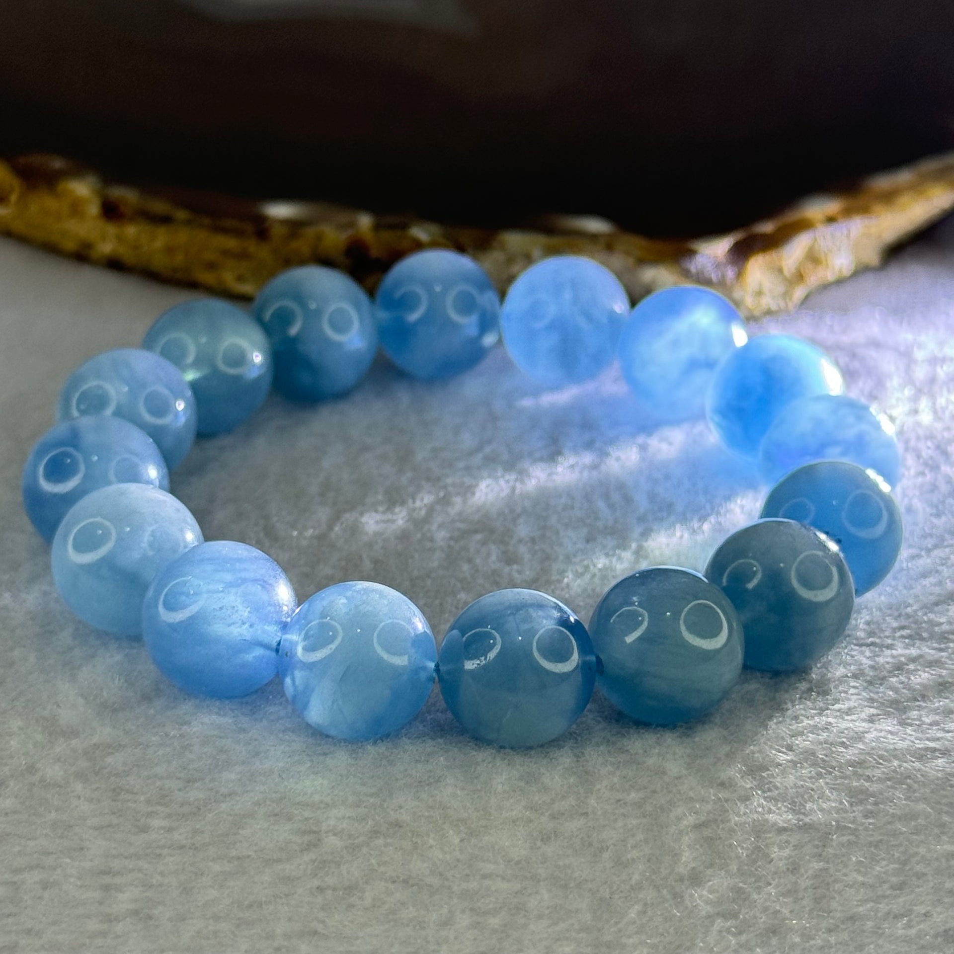 Natural Aquamarine Beads Bracelet 42.45g 18cm 13.2mm 16 Beads - Huangs Jadeite and Jewelry Pte Ltd