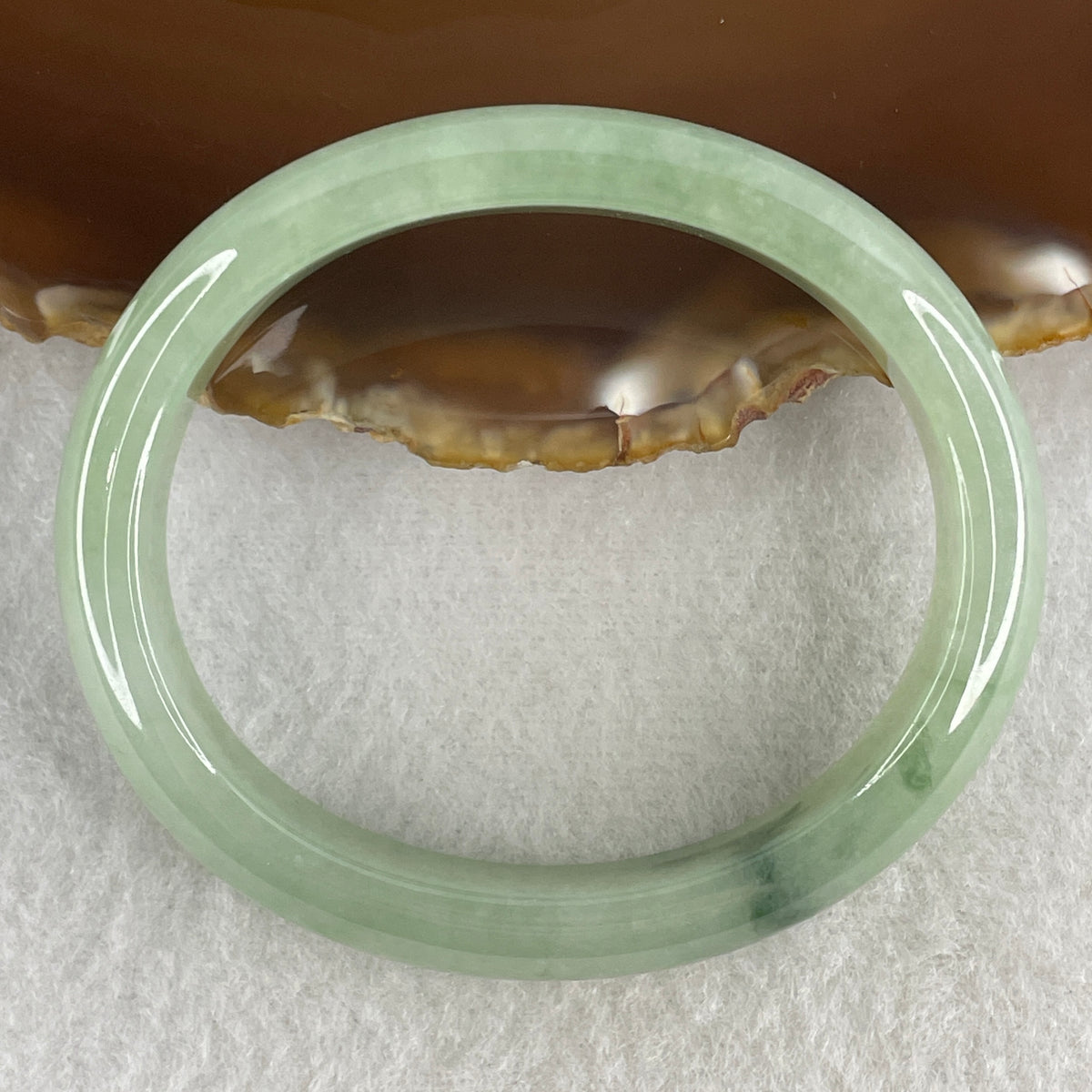 Certified Natural Type A Jelly Green Jadeite Oval Bangle | (43.99g | 55.1mm Inner Diameter | 12.5mm x 7.0mm | Close to Perfect | Radiance, Steady Wealth "Zheng Cai" Anchor & Feng Shui Prosperity Catalyst) - Huangs Jadeite and Jewelry Pte Ltd