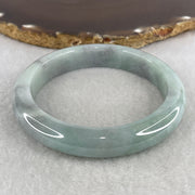 Certified Natural Type A Light Green & Wuji Grey Piao Hua Jadeite Bangle | 58.7mm Inner Diameter (58.04g 11.9x8.4mm | Close to Perfect Grade | Yin-Yang Balance & Grounding Shield) - Huangs Jadeite and Jewelry Pte Ltd