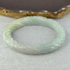 Type A Light Sky Blue with Yellow Patch Jadeite Flower Bangle 44.10g 11.7 by 9.0mm Inner Diameter 53.6mm - Huangs Jadeite and Jewelry Pte Ltd