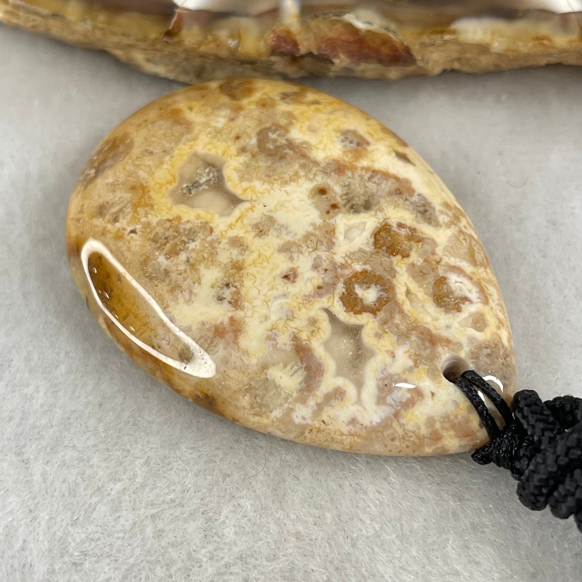 Natural Brown Coral Agate Pendant 17.27g 42.5 by 31.0 by 9.0mm - Huangs Jadeite and Jewelry Pte Ltd