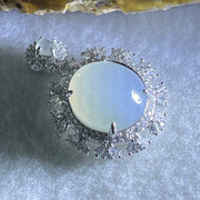 Type A Icy Deep Lavender Cabochon Jadeite in S925 Sliver with Crystal Charm 3.78g 12.8 by 11.9 by 6.0mm - Huangs Jadeite and Jewelry Pte Ltd