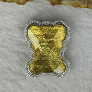 Natural Meteorite Bear Charm in S925 Silver with Crystals For Necklace / Bracelet (Gold Color) 7.33g 26.0 by 21.3 by 8.5mm - Huangs Jadeite and Jewelry Pte Ltd