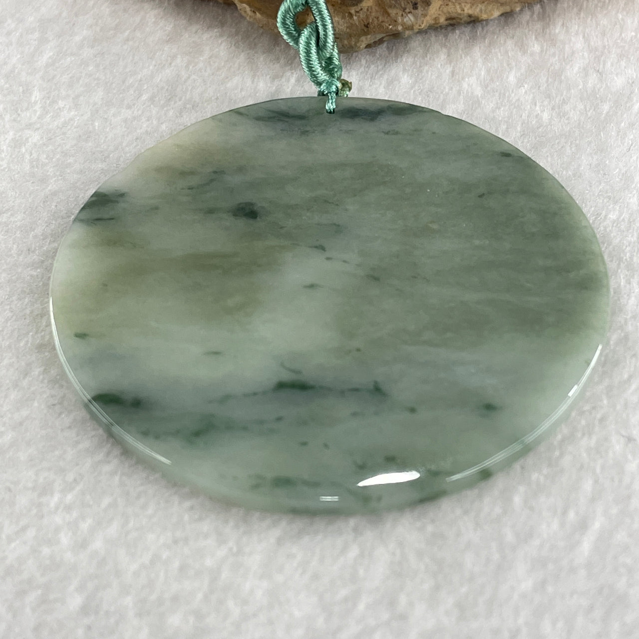 Natural Type A Green with Brownish and Dark Green Piao Hua Jadeite Round Wu Shi Pai Pendant 30.48g 57.9 by 2.9mm - Huangs Jadeite and Jewelry Pte Ltd
