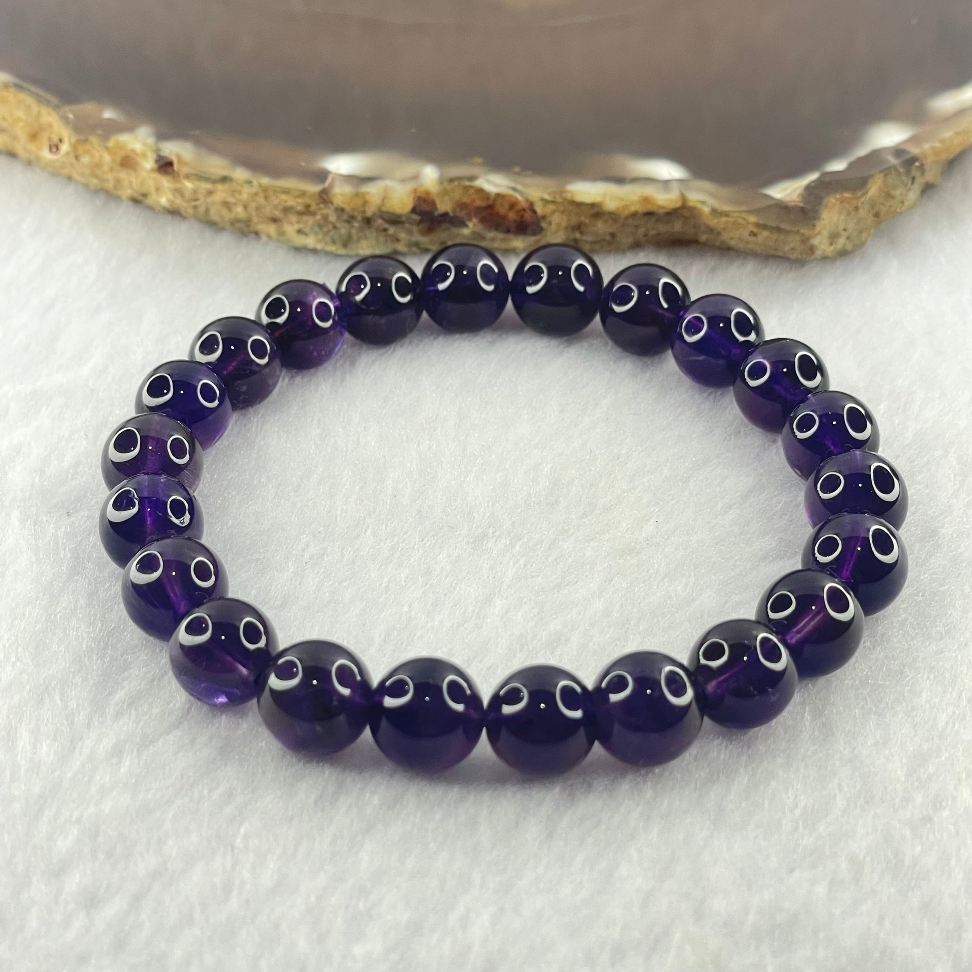 Good Grade Natural Amethyst Bracelet 22.81g 16.5cm 9.2mm 22 Beads - Huangs Jadeite and Jewelry Pte Ltd