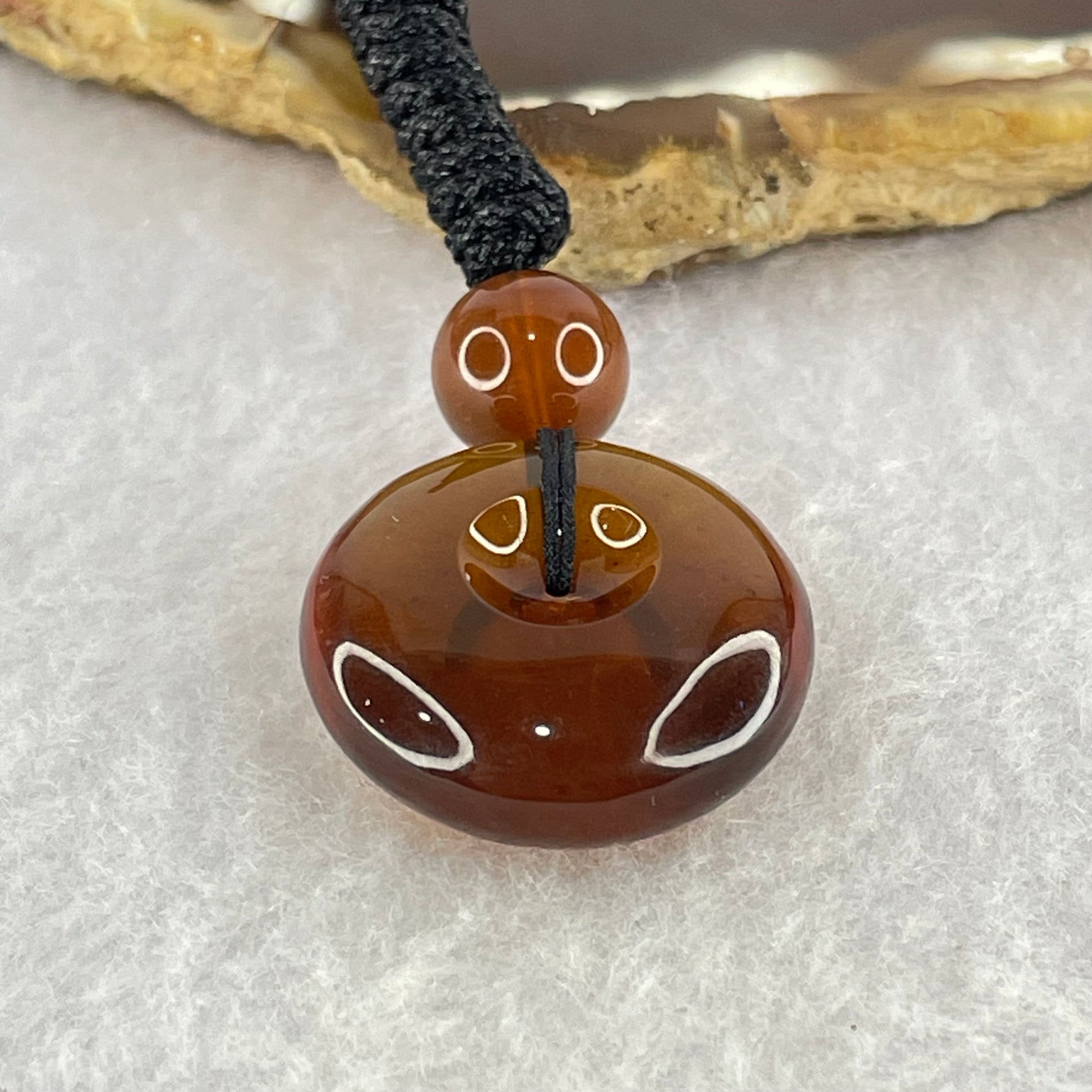 Natural Cognac Amber Ping An Kou Donut Pendant 3.92g 22.1 by 9.6mm 9.2mm 1 Beads - Huangs Jadeite and Jewelry Pte Ltd