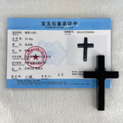 Type A Opaque Black Jadeite Cross Pendant 19.85g 64.8 by 41.5 by 6.9mm - Huangs Jadeite and Jewelry Pte Ltd