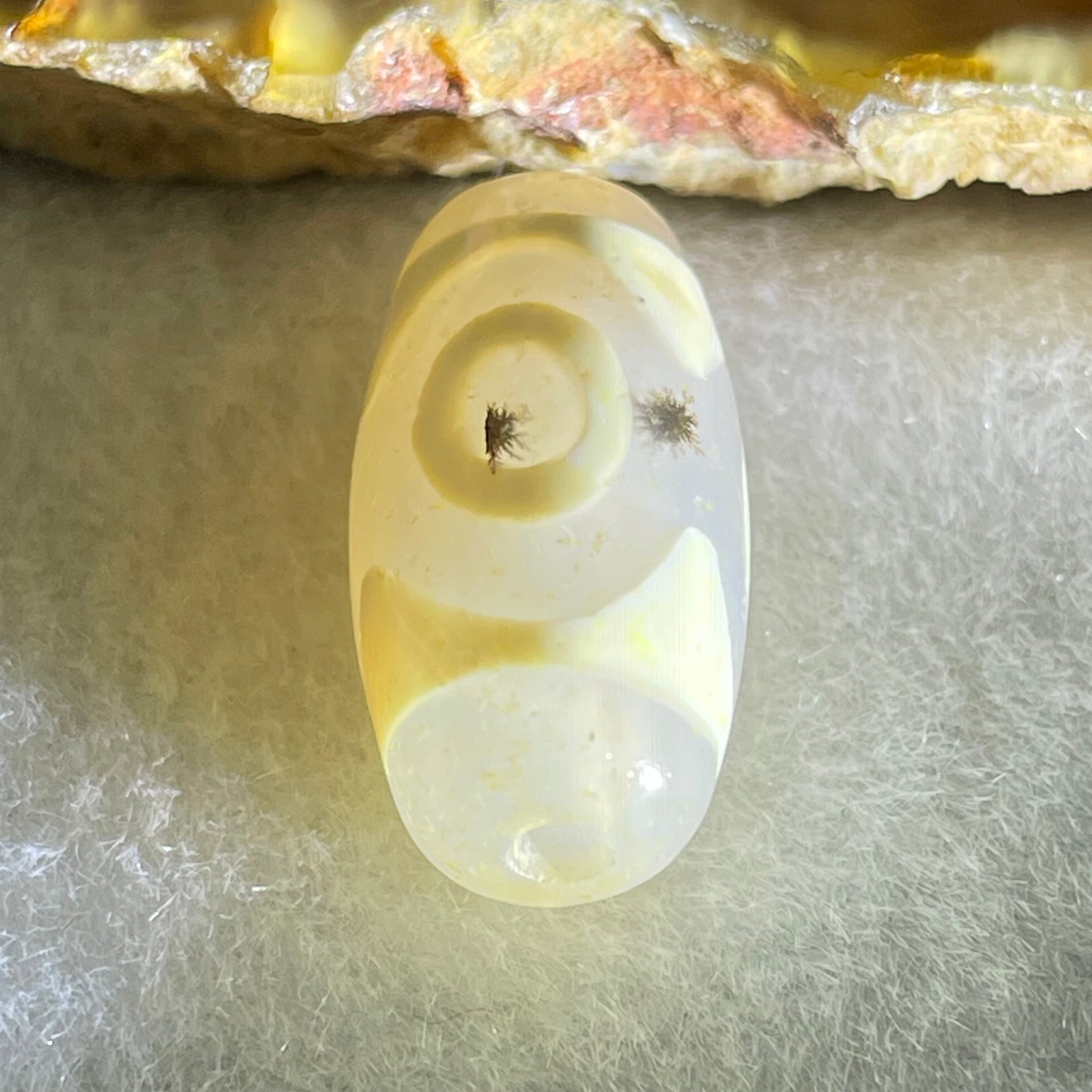 Natural Powerful Tibetan Old Oily Agate 3 Eyes Dzi Bead Heavenly Master (Tian Zhu) 三眼天诛 3.07g 20.1 by 10.3mm - Huangs Jadeite and Jewelry Pte Ltd