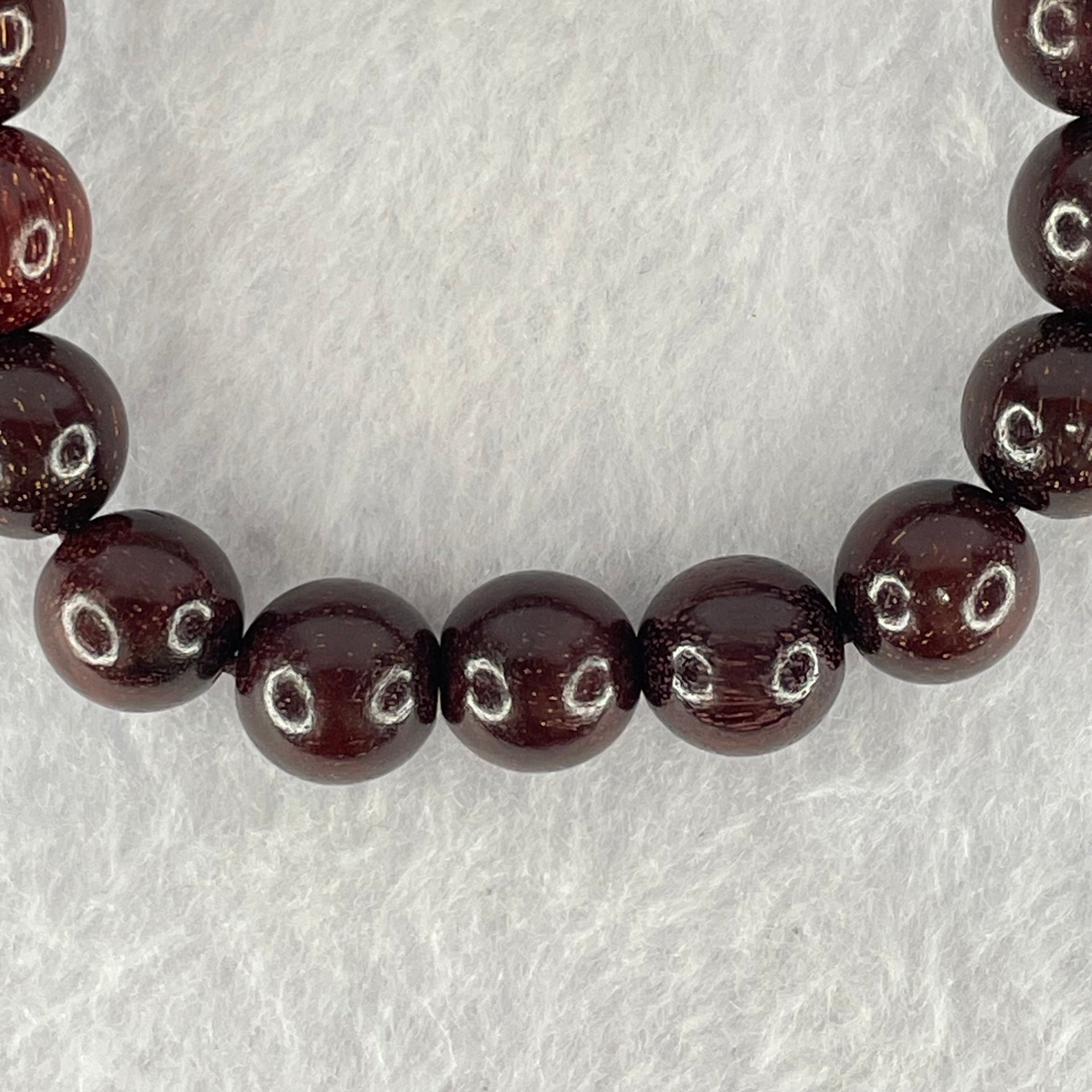 Natural Blood Rosewood Beads Bracelet 天然血檀手链 10.77g 17cm 10.4mm 19 Beads - Huangs Jadeite and Jewelry Pte Ltd