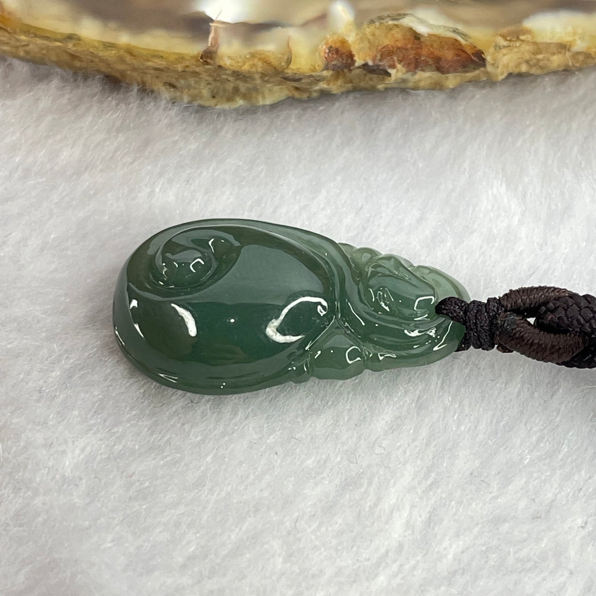 Type A Blueish Green Jadeite Dragon Ruyi Pendent 6.46g 25.1 by 16.2 by 7.2mm - Huangs Jadeite and Jewelry Pte Ltd
