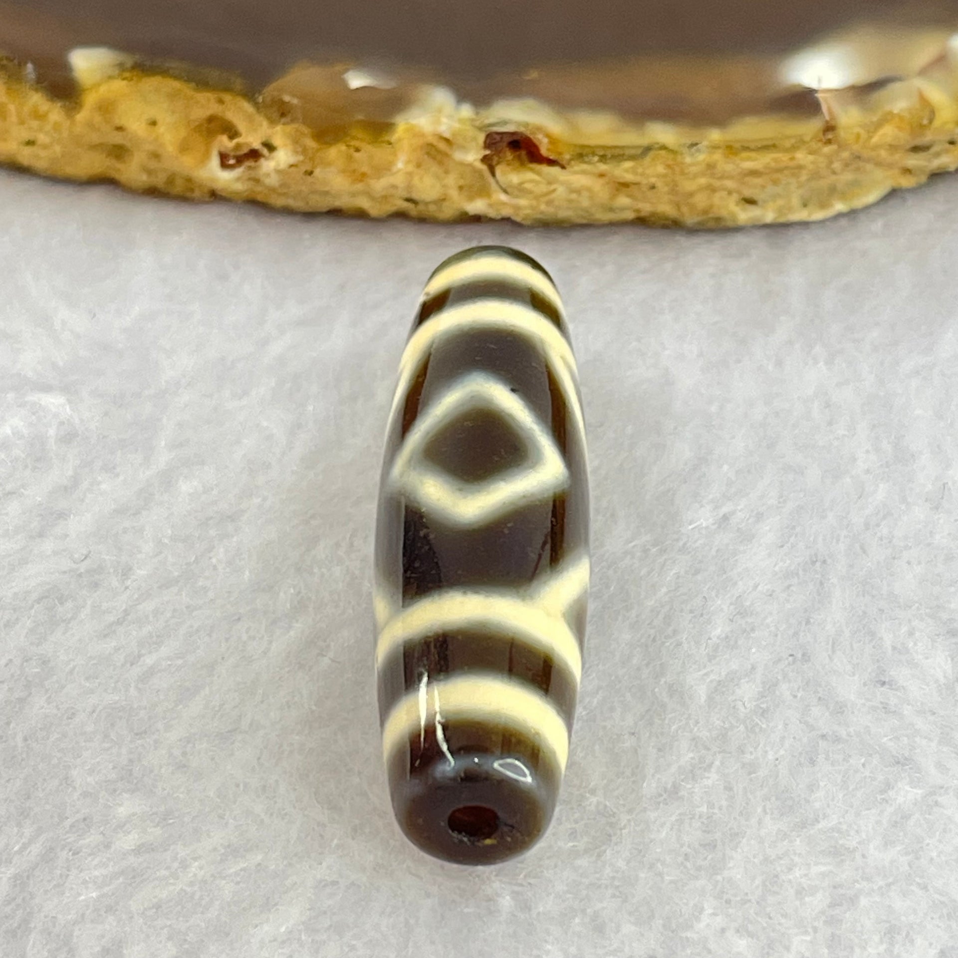Natural Powerful Tibetan Old Oily Agate 2-Eye Vajra Dzi Bead Heavenly Master (Tian Zhu) 二眼天珠 7.26g 38.6 by 11.1mm - Huangs Jadeite and Jewelry Pte Ltd
