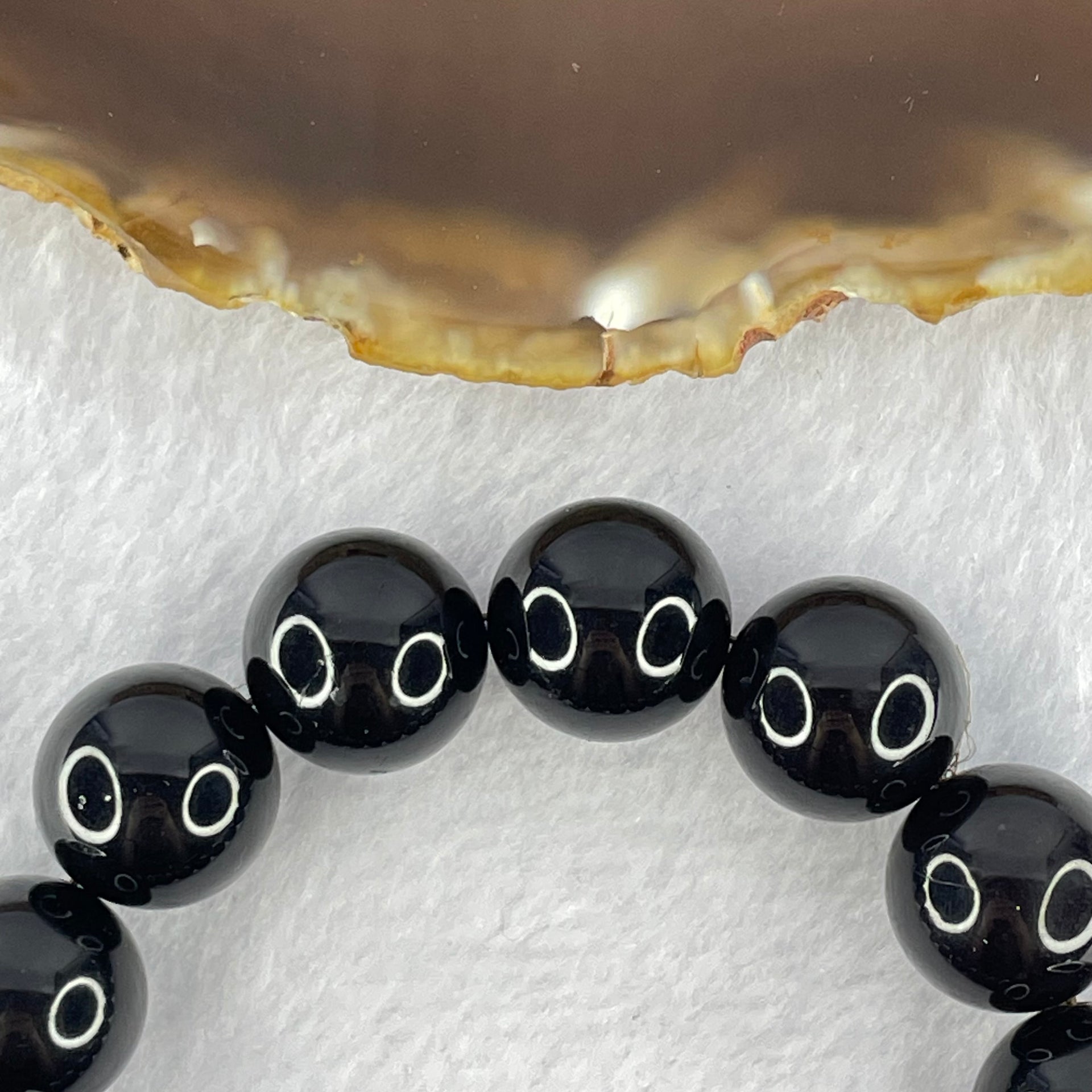 Special Grade Natural Black Gold King Amber Beads Bracelet 天然特一黑金王琥珀手链 28.85g 19cm 15.6mm 14 Beads - Huangs Jadeite and Jewelry Pte Ltd