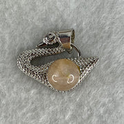 Natural Sunstone Bead with Crystals in S925 Sliver Swan Charm 3.16g 7.6mm - Huangs Jadeite and Jewelry Pte Ltd