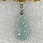 Natural Type A Semi Icy Lavender Jadeite Calabash Hulu Pendant in Stainless Steel Clasp 3.29g 26.8 by 13.9 by 5.7mm - Huangs Jadeite and Jewelry Pte Ltd