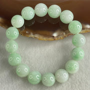Type A Light Green Jadeite Beads Bracelet 54.51g 16cm 12.7mm 16 Beads - Huangs Jadeite and Jewelry Pte Ltd