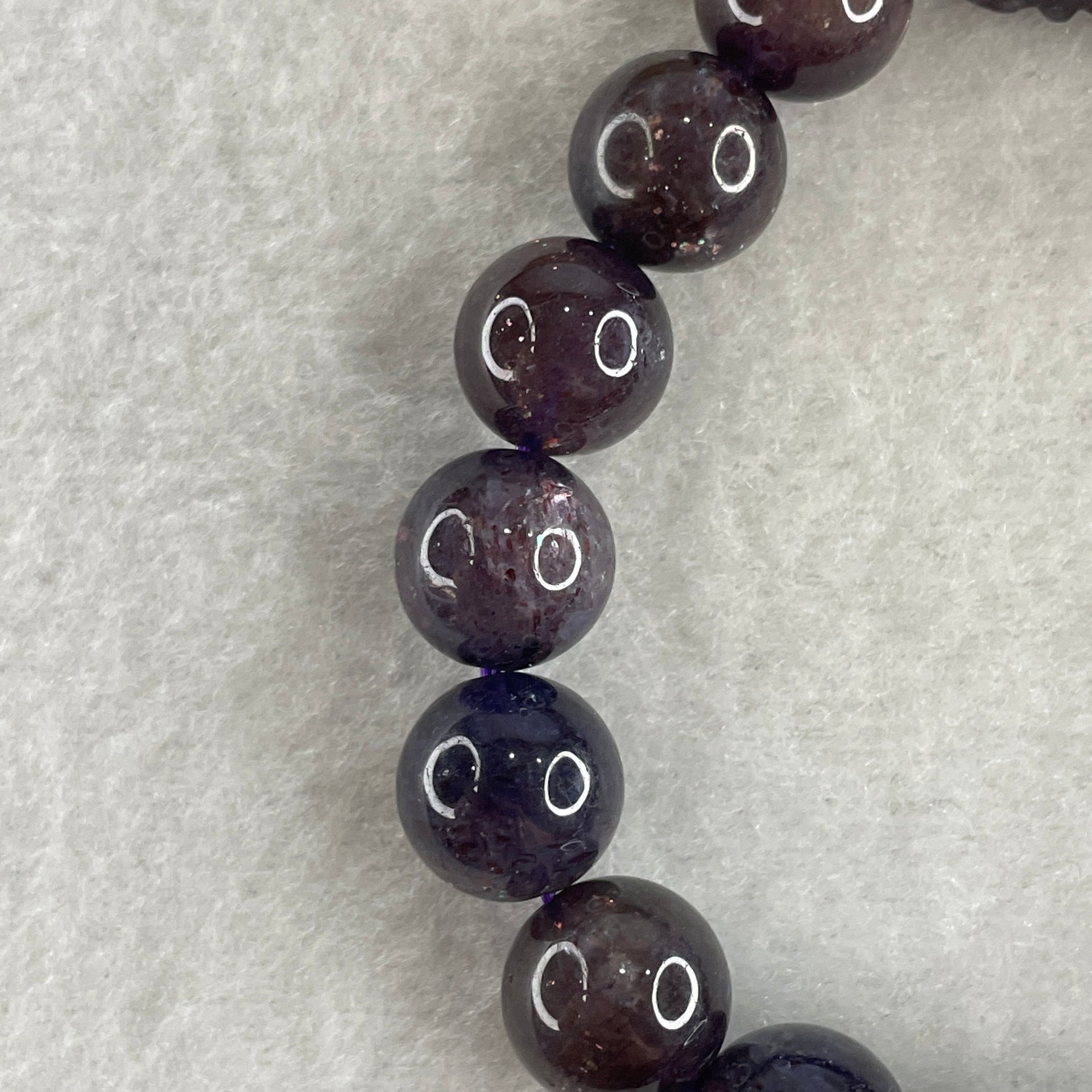 Good Grade Natural Purple Iolite with Rabbit Beads Bracelet 33.39g 16cm 11.4mm 16Beads - 16.8 by 12.6 by 11.3 Rabbit - Huangs Jadeite and Jewelry Pte Ltd