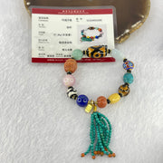 Muti Treasure with Tibetan Old Oily Agate Dzi Beads 3 Eye with Natural Crystals Beads Bracelet 37.56g 16.5cm 21.8 by 13.5mm, 11.2 by 11.7mm, 9.8 by 10.3mm - Huangs Jadeite and Jewelry Pte Ltd