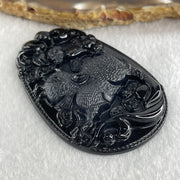 Type A Opaque to Partial Translucent Black Omphacite Jadeite Pig Pendant 26.30g 59.7 by 40.1 by 8.5mm - Huangs Jadeite and Jewelry Pte Ltd