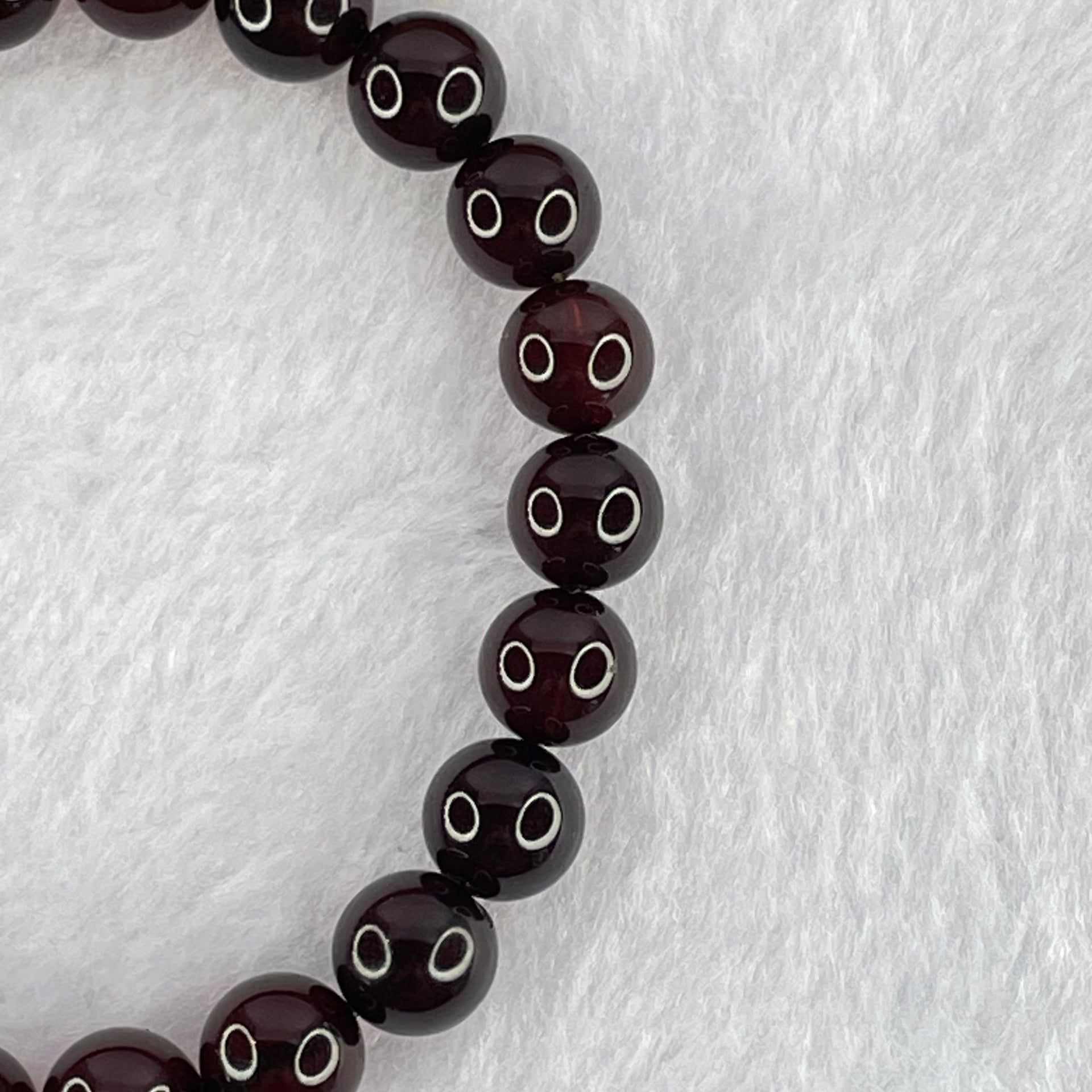 Natural Dark Blood Red Amber Beads Bracelet 天然血珀手链 7.62g 16cm 8.6mm 22 Beads - Huangs Jadeite and Jewelry Pte Ltd
