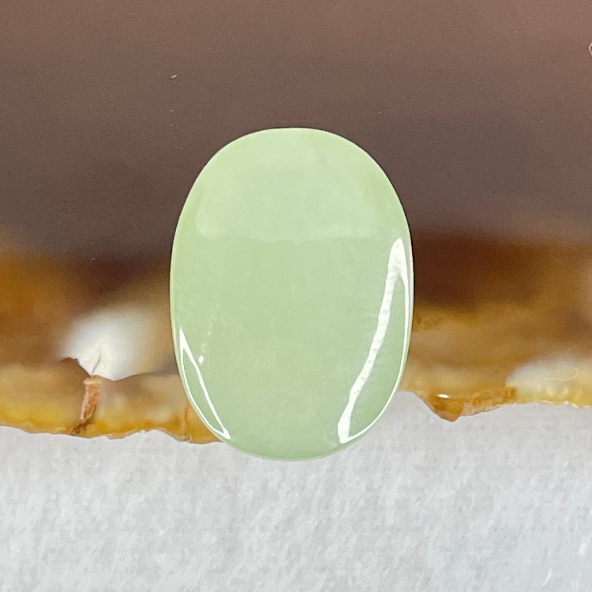 Type A Jelly Light Green Jadeite Oval Cabouchon Stone For Setting 3.90g 18.0 by 13.2 by 9.1mm - Huangs Jadeite and Jewelry Pte Ltd