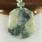 Natural Type A Light Dark Green with Red Spots Jadeite Pixiu Pair Lucky Charm for Luck, Wealth and Protection Pendant 36.74g 52.6 by 45.6 by 5.6mm - Huangs Jadeite and Jewelry Pte Ltd