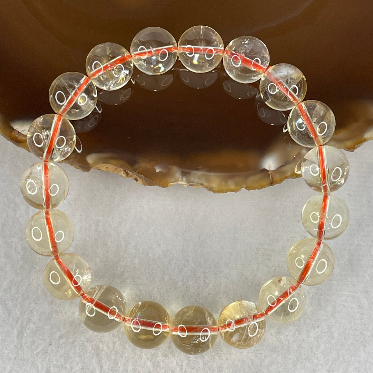 Certified Average Grade Natural Yellow Citrine Crystal Beads Bracelet | 11.0mm Golden Merchant's Stone (34.86g | 17cm Wrist Sizing | 19 Beads)