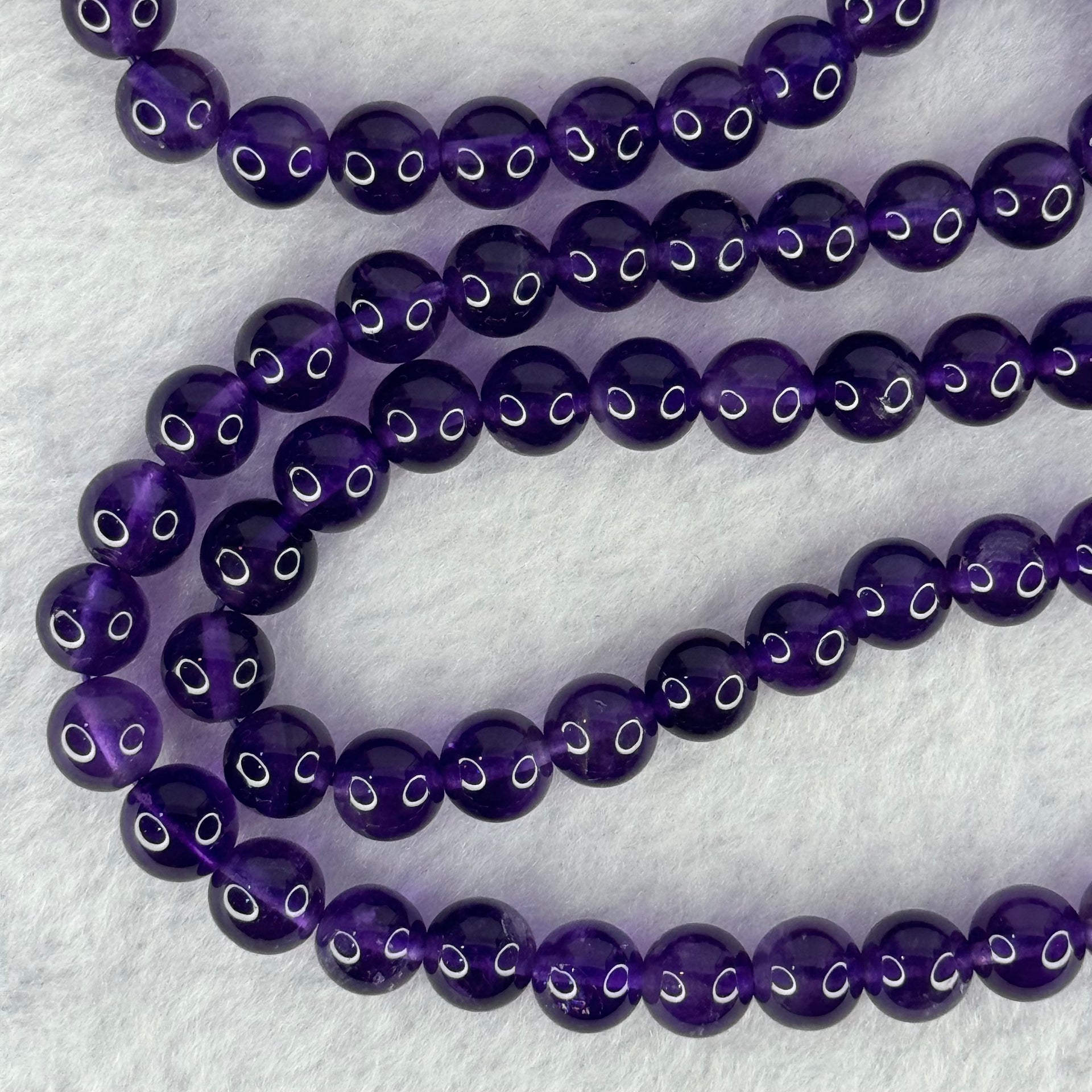 Good Grade Natural Amethyst Necklace 46.18g 53cm 7.8mm 75 Beads - Huangs Jadeite and Jewelry Pte Ltd