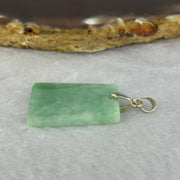 Type A Green Jadeite Wu Shi Pai in S925 Silver Clasp 3.78g 24.7 by 19.4 by 3.2mm - Huangs Jadeite and Jewelry Pte Ltd