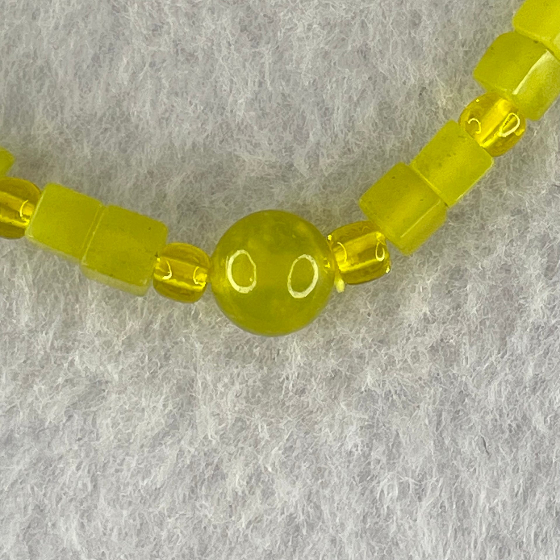 Natural Yellow Serpentine Mini Cube Beads Bracelet 6.36g 4.4mm 29 Beads - Huangs Jadeite and Jewelry Pte Ltd