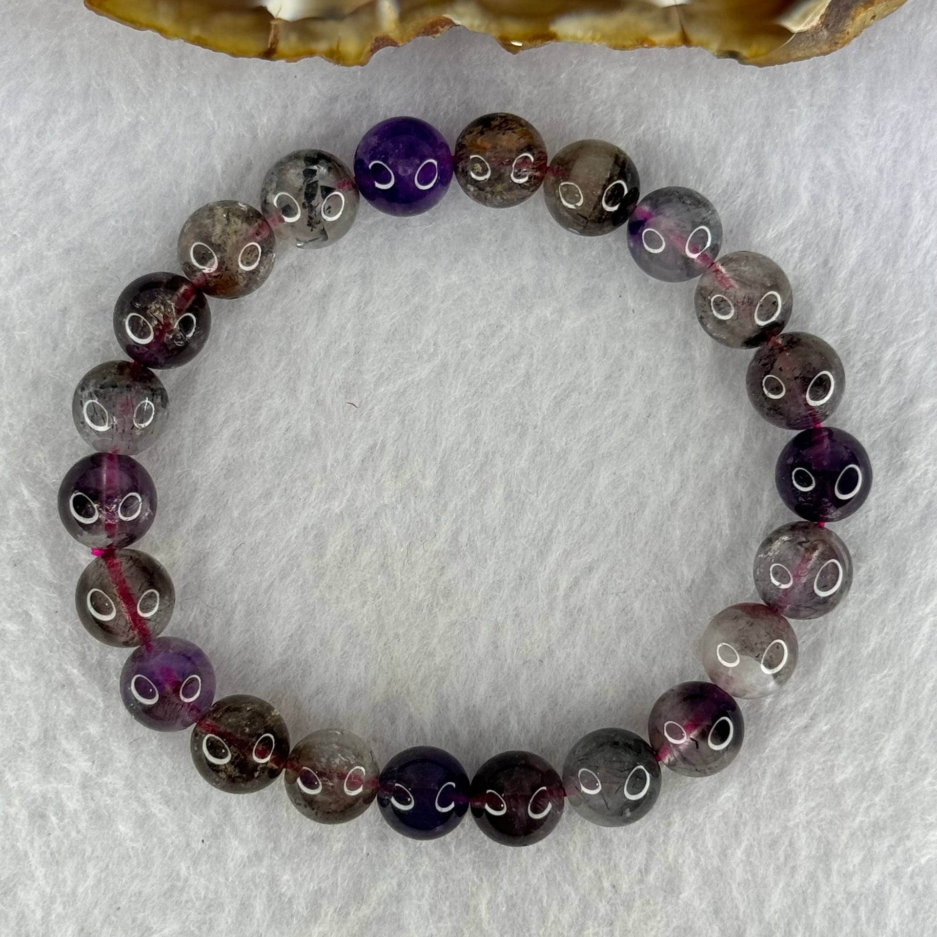 Natural Super 7 Beads Bracelet 19.66g 16cm 8.8mm 22 Beads - Huangs Jadeite and Jewelry Pte Ltd